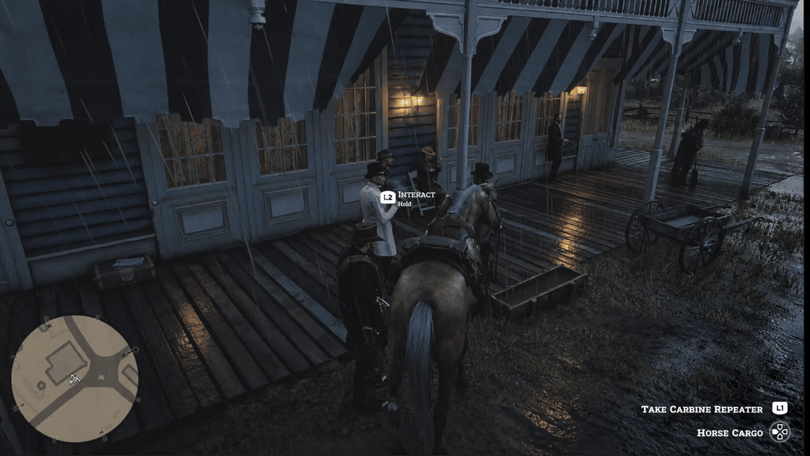 Controller prototype showing the player identifying and switching between interaction targets in Red Dead Redemption 2.